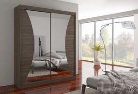 Dulap cu usi glisante si oglinda 180x215 cm, Charlotte, ADRK Furniture (Culoare: Negru)