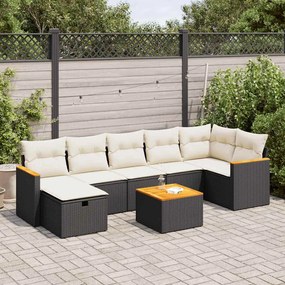 3325934 vidaXL Set mobilier de grădină cu perne, 8 piese, negru, poliratan