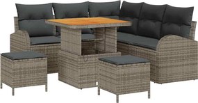 vidaXL Set de canapele pentru grădină cu pernă cu depozitare 8 pcs Gri