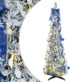 vidaXL Brad de Crăciun artificial cu 100 LED cu suport Alb 150 cm PVC