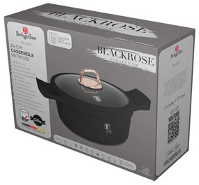 Oala cu capac si manere de silicon detasabile 24 cm, 4,4L Black Rose Berlinger Haus BH 1457, antiaderent, negru