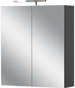 Dulap de baie gri antracit suspendat, cu oglindă 60x71 cm Arcena – Germania