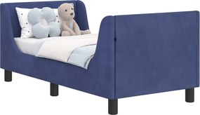 vidaXL Cadru de pat pentru copii cu spătar Albastru Poliție