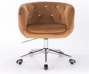 HR333K Scaun Galben Miere Catifea cu Bază Cromata