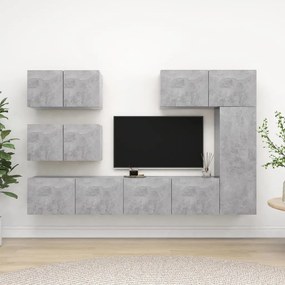 3079135 vidaXL Set de dulapuri TV, 6 piese, gri beton, lemn prelucrat