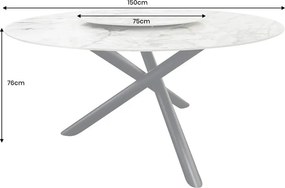 Masa rotunda SPIN 150cm alb gri auriu