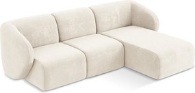 Colțar bej cu tapițerie din chenille (cu colț pe partea dreaptă/cu șezlong) Lani – Makamii