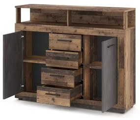 Comodă RUNA, maro închis/antracit