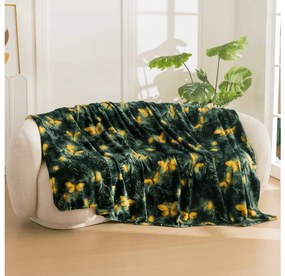 Patura microplus YELLOW BUTTERFLY, verde inchis Dimensiune: 160 x 200 cm