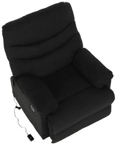 Fotoliu reglabil masaj, material textil catifea negru, LAMBERT