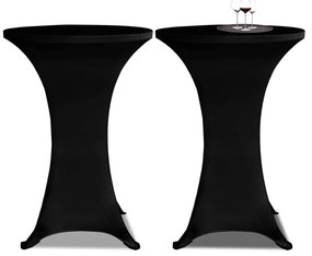 Husa de masa cu picior O70 cm, 2 buc., negru, elastic 2, Negru, 70 cm