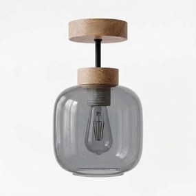 BRILAGI - LED Lustră aplicată R GLASS 1xE27/60W/230V Ø 14 cm stejar/gri fumuriu