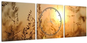 Tablou cu răsărit de soare (cu ceas) (90x30 cm)