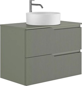 Set dulap baza suspendat Gala Canaletto 2 sertare 80 cm cu blat finisaj verde mat