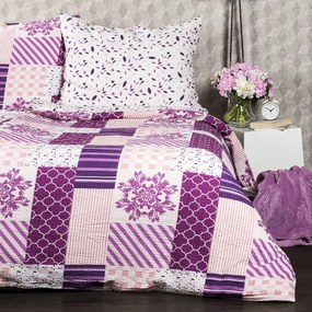 Lenjerie de pat din crep 4Home Patchwork violet, 140 x 220 cm, 70 x 90 cm