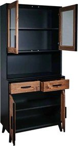 Bufet lemn masiv Timeless 2 Corpuri 2 Sertare 4 Uși 98x45/35x190 cm Negru