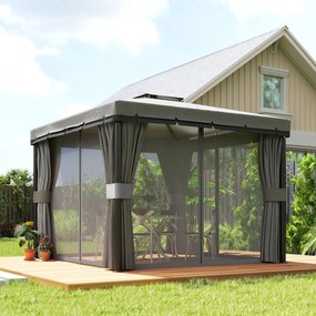 Outsunny Pavilion aprox. 3 x 3 m rezistent la apă Stabil Rezistent la iarnă Pavilion de grădină cu acoperiș dublu Plase anti-țânțari cu fermoar | Aosom Romania