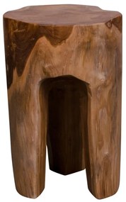 Scaun din tek roz, natural, cu 3 picioare, 26x40 cm