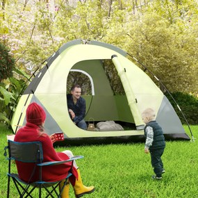 Outsunny Cort de Camping pentru 3-4 Persoane, Cort Impermeabil și Rezistent la UV, 3x3x1.8m, Galben și Gri | Aosom Romania