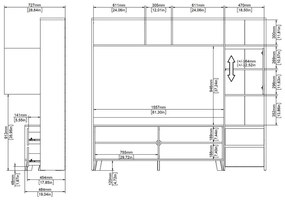 Set TV alb-în culoare naturală cu aspect de lemn de stejar 209x183x48 cm Next – Tvilum