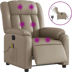 vidaXL Fotoliu electric masaj rabatabil, cappuccino, piele ecologică