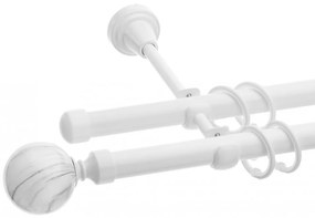 Galerie dubla Ball alb lucios 19mm/19mm (Alege marime: 180 cm)