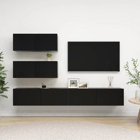vidaXL Set dulapuri TV, 4 buc., negru, lemn prelucrat