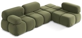 Colțar modular verde deschis cu tapițerie din catifea (cu colț pe partea dreaptă) Lokua – Makamii