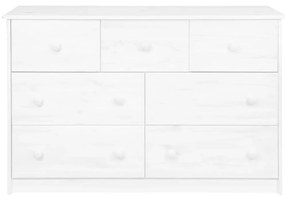 337030 vidaXL Servantă cu 7 sertare, alb, 113x35x73 cm, lemn masiv de pin