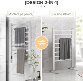 HOMCOM Uscător Electric de Prosoape pentru Perete sau Podea cu Timer și 8 Bare 53x35x90 cm Negru | Aosom Romania