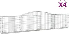 vidaXL Coșuri gabion arcuite 4 buc, 400x30x80/100 cm, fier galvanizat