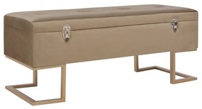 vidaXL Banchetă cu un compartiment de depozitare bej 105 cm catifea