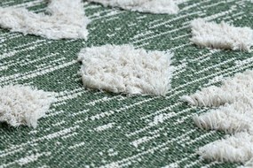 Covor ECO SISAL BOHO MOROC Etno Zig zag 22319 franjuri - două niveluri de lână verde / cremă, covor reciclat