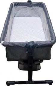 Patut copii transformabil in balansoar bebe Baby Care™ Co-Sleeper, Cu plasa insecte si cosulet depozitare, Design modern, 4 roti cu frana, Dimensiuni