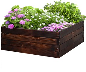 Outsunny Pat înalt pentru grădină, cutie pentru plante, pat pentru legume, pentru ierburi, lemn masiv, maro închis, 60 x 60 x 23 cm | Aosom Romania