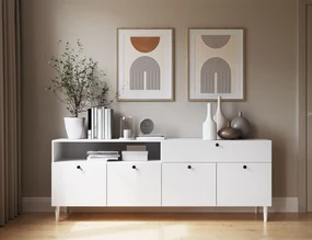 Comoda cu dulapuri si sertar DULLUM 200x75cm, alba