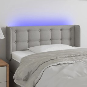 3123644 vidaXL Tăblie de pat cu LED, gri deschis, 83x16x78/88 cm, textil
