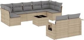 vidaXL Set canapele de grădină cu perne, 10 piese, bej, poliratan