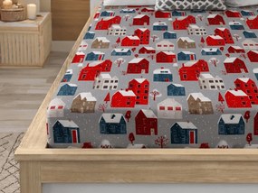 Cearsaf din microfibra WINTER COTTAGE gri 180x200 cm