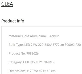 Lustra LED aplicata design modern CLEA aurie 26W