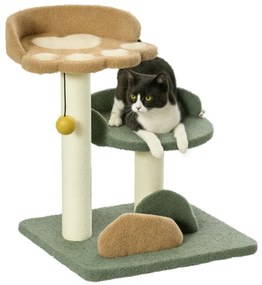 PawHut Copac Zgârieturi Pisici 2 Platforme Minge Catifea 43x39x52cm Multicolor | Aosom Romania