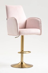 HR280W Scaun Roz din Catifea cu Bază Aurie