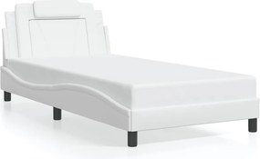 vidaXL Cadru de pat, Viana, fără saltea, alb, 100x200 cm, piele ecologică