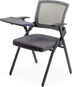 Scaun conferință gri HRC 603 pliabil cu măsuță rabatabilă și mesh