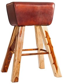 Scaun de bar cu design inspirat din echipamentul sportiv, picioare din lemn si piele, Bock Leder A-36815 VC