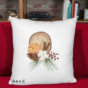 Perna Decorativa Aranjament de Craciun Nordic, 40x40 cm, Alb Pufos, Husa Detasabila, Perna Inclusa, BEKZ®