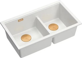 Chiuveta compozit incastrata Quadron Logan 120 alb - cupru 76x45 cm