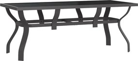 vidaXL Masă de grădină, gri și negru, 180x80x70 cm, oțel și sticlă