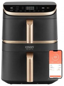 Friteuza dubla Cosori Turbo Tower Pro CAF-DC123S, 2630W, 10.8 L, 30-230°C, 7 programe, Sync, Smart, Negru