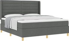 vidaXL Pat cu arcuri cu saltea Gri închis 180 x 200 cm țesătură